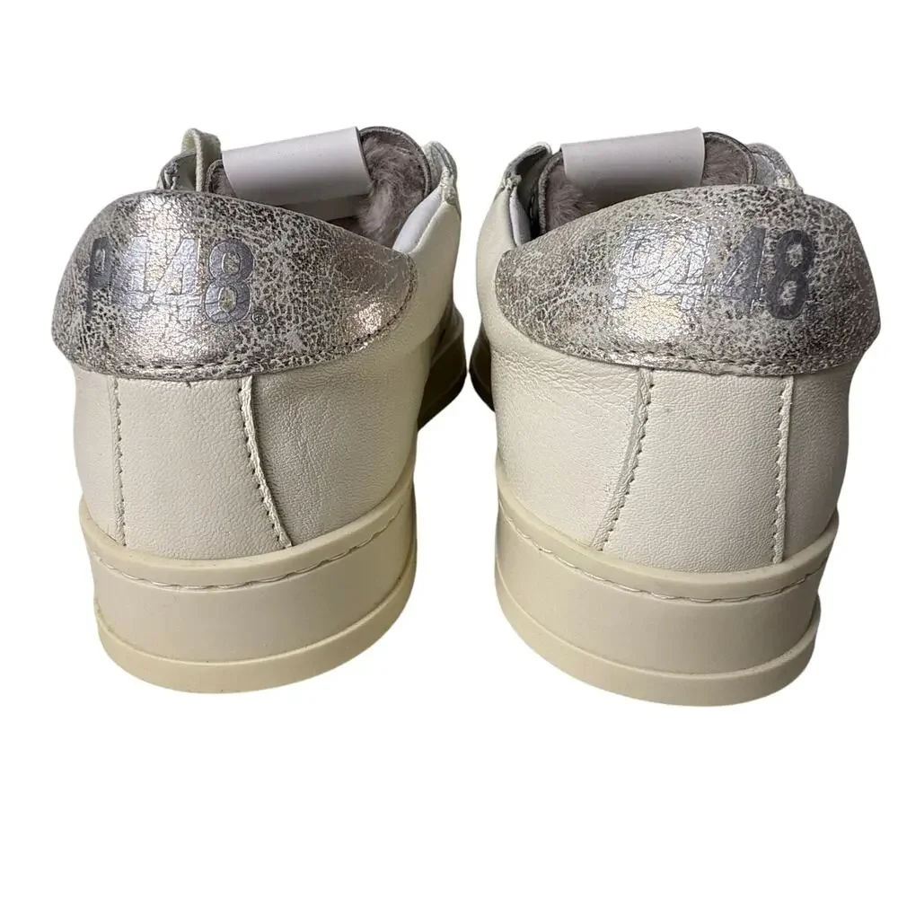 P448 Jack Turtle Sneakers Casual Womens EU37 M US 6.5-7 Leather Faux Fur Lace Up - Picture 8 of 14